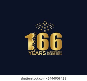 Celebration of Festivals Days 166 Year Anniversary, Invitations, Party Events, Company Based, Banners, Posters, Card Material, Gold Colors Design