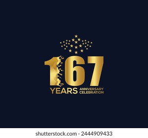 Celebration of Festivals Days 167 Year Anniversary, Invitations, Party Events, Company Based, Banners, Posters, Card Material, Gold Colors Design