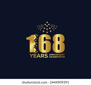 Celebration of Festivals Days 168 Year Anniversary, Invitations, Party Events, Company Based, Banners, Posters, Card Material, Gold Colors Design