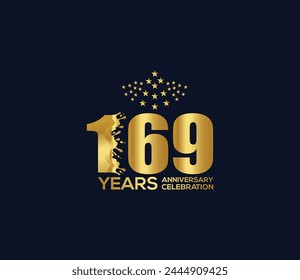 Celebration of Festivals Days 169 Year Anniversary, Invitations, Party Events, Company Based, Banners, Posters, Card Material, Gold Colors Design