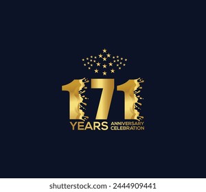 Celebration of Festivals Days 171 Year Anniversary, Invitations, Party Events, Company Based, Banners, Posters, Card Material, Gold Colors Design