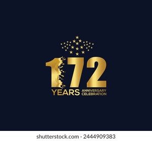 Celebration of Festivals Days 172 Year Anniversary, Invitations, Party Events, Company Based, Banners, Posters, Card Material, Gold Colors Design