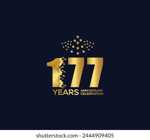 Celebration of Festivals Days 177 Year Anniversary, Invitations, Party Events, Company Based, Banners, Posters, Card Material, Gold Colors Design