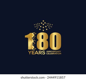 Celebration of Festivals Days 180 Year Anniversary, Invitations, Party Events, Company Based, Banners, Posters, Card Material, Gold Colors Design