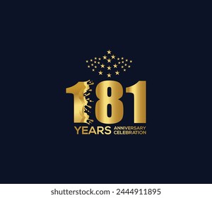 Celebration of Festivals Days 181 Year Anniversary, Invitations, Party Events, Company Based, Banners, Posters, Card Material, Gold Colors Design