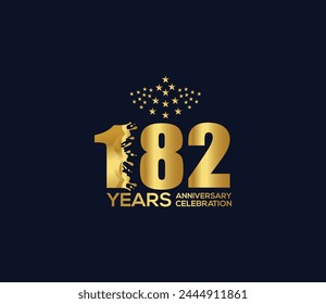 Celebration of Festivals Days 182 Year Anniversary, Invitations, Party Events, Company Based, Banners, Posters, Card Material, Gold Colors Design