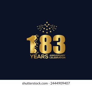 Celebration of Festivals Days 183 Year Anniversary, Invitations, Party Events, Company Based, Banners, Posters, Card Material, Gold Colors Design