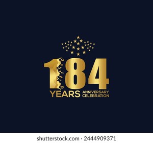 Celebration of Festivals Days 184 Year Anniversary, Invitations, Party Events, Company Based, Banners, Posters, Card Material, Gold Colors Design