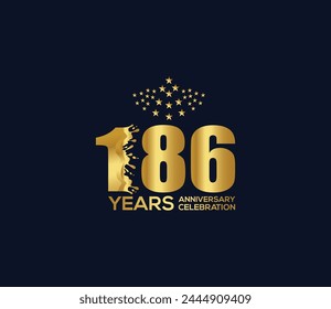 Celebration of Festivals Days 186 Year Anniversary, Invitations, Party Events, Company Based, Banners, Posters, Card Material, Gold Colors Design