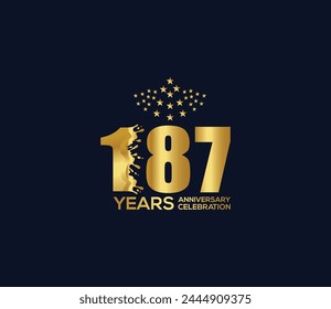 Celebration of Festivals Days 187 Year Anniversary, Invitations, Party Events, Company Based, Banners, Posters, Card Material, Gold Colors Design