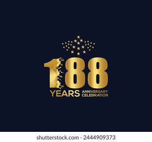 Celebration of Festivals Days 188 Year Anniversary, Invitations, Party Events, Company Based, Banners, Posters, Card Material, Gold Colors Design