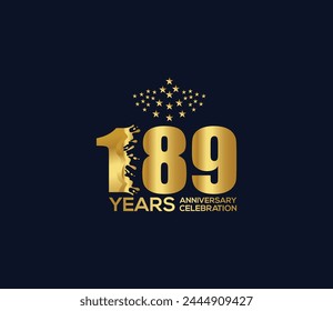 Celebration of Festivals Days 189 Year Anniversary, Invitations, Party Events, Company Based, Banners, Posters, Card Material, Gold Colors Design