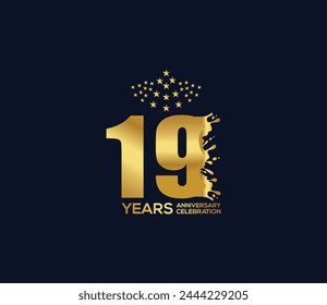 Celebration of Festivals Days 19 Year Anniversary, Invitations, Party Events, Company Based, Banners, Posters, Card Material, Gold Colors Design