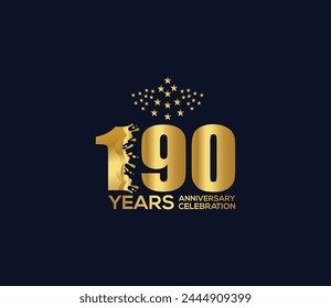 Celebration of Festivals Days 190 Year Anniversary, Invitations, Party Events, Company Based, Banners, Posters, Card Material, Gold Colors Design