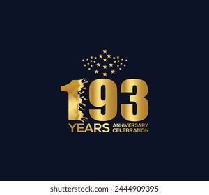 Celebration of Festivals Days 193 Year Anniversary, Invitations, Party Events, Company Based, Banners, Posters, Card Material, Gold Colors Design