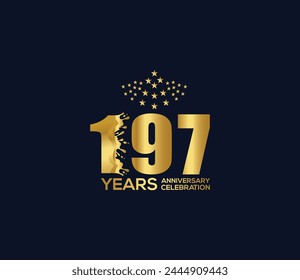 Celebration of Festivals Days 197 Year Anniversary, Invitations, Party Events, Company Based, Banners, Posters, Card Material, Gold Colors Design