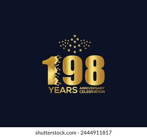 Celebration of Festivals Days 198 Year Anniversary, Invitations, Party Events, Company Based, Banners, Posters, Card Material, Gold Colors Design