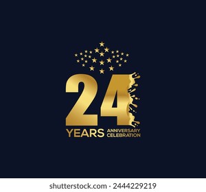 Celebration of Festivals Days 24 Year Anniversary, Invitations, Party Events, Company Based, Banners, Posters, Card Material, Gold Colors Design