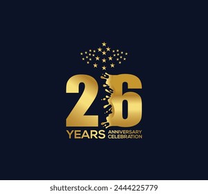 Celebration of Festivals Days 26 Year Anniversary, Invitations, Party Events, Company Based, Banners, Posters, Card Material, Gold Colors Design