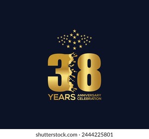 Celebration of Festivals Days 38 Year Anniversary, Invitations, Party Events, Company Based, Banners, Posters, Card Material, Gold Colors Design