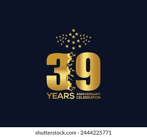 Celebration of Festivals Days 39 Year Anniversary, Invitations, Party Events, Company Based, Banners, Posters, Card Material, Gold Colors Design