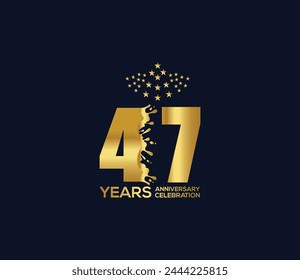 Celebration of Festivals Days 47 Year Anniversary, Invitations, Party Events, Company Based, Banners, Posters, Card Material, Gold Colors Design