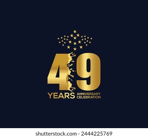 Celebration of Festivals Days 49 Year Anniversary, Invitations, Party Events, Company Based, Banners, Posters, Card Material, Gold Colors Design