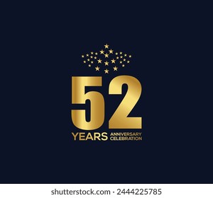Celebration of Festivals Days 52 Year Anniversary, Invitations, Party Events, Company Based, Banners, Posters, Card Material, Gold Colors Design