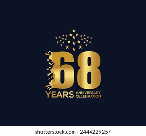 Celebration of Festivals Days 68 Year Anniversary, Invitations, Party Events, Company Based, Banners, Posters, Card Material, Gold Colors Design