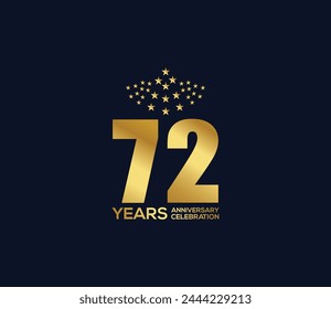 Celebration of Festivals Days 72 Year Anniversary, Invitations, Party Events, Company Based, Banners, Posters, Card Material, Gold Colors Design