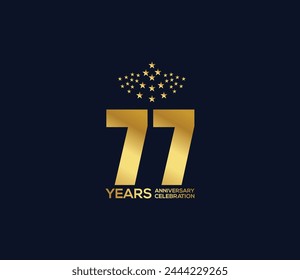 Celebration of Festivals Days 77 Year Anniversary, Invitations, Party Events, Company Based, Banners, Posters, Card Material, Gold Colors Design