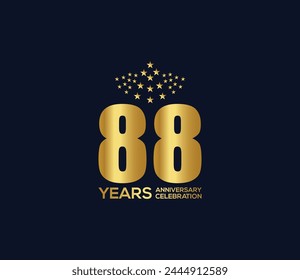 Celebration of Festivals Days 88 Year Anniversary, Invitations, Party Events, Company Based, Banners, Posters, Card Material, Gold Colors Design