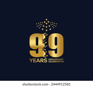 Celebration of Festivals Days 99 Year Anniversary, Invitations, Party Events, Company Based, Banners, Posters, Card Material, Gold Colors Design