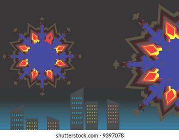 Celebration with fire works	