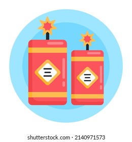 Eine Fest-Feuerwerkskörper-Ikone, flaches Design der Dynamit 

