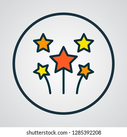 Celebration fireworks icon colored line symbol. Premium quality isolated sparkle element in trendy style.