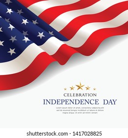 Celebration flag of america independence day poster design vector background, illustration
