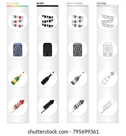 Celebration, flags, decorations and other web icon in cartoon style.Attributes, anniversary, holiday, icons in set collection.