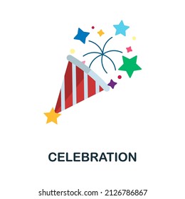 Celebration flat icon. Colored element sign from celebration collection. Flat Celebration icon sign for web design, infographics and more.