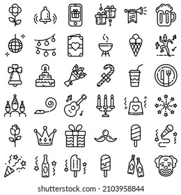 Celebration Flat Icon Set Isolated On White Background