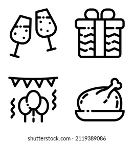 Celebration Flat Icon Set Isolated On White Background