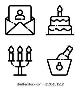 Celebration Flat Icon Set Isolated On White Background
