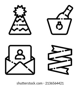 Icono plano de celebración conjunto aislado en fondo blanco