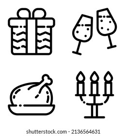 Celebration Flat Icon Set Isolated On White Background