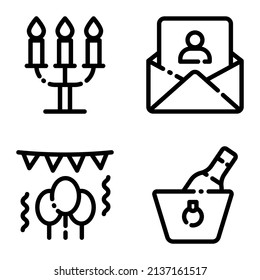 Celebration Flat Icon Set Isolated On White Background