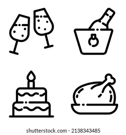 Celebration Flat Icon Set Isolated On White Background