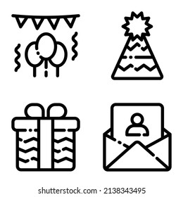 Celebration Flat Icon Set Isolated On White Background