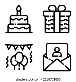Celebration Flat Icon Set Isolated On White Background