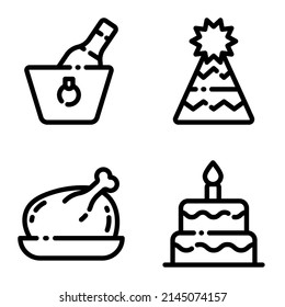 Celebration Flat Icon Set Isolated On White Background