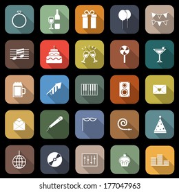 Celebration flat icons with long shadow, stock vector